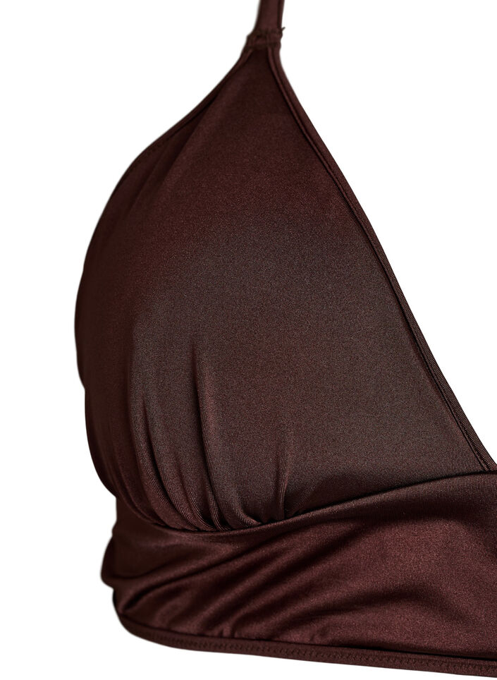 Vendbar bikinioverdel med V-hals og kryssende stropper p&aring; ryggen, Brun, Packshot image number 2