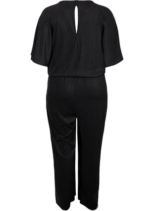 Kortermet jumpsuit med glitter, Black, Packshot image number 1