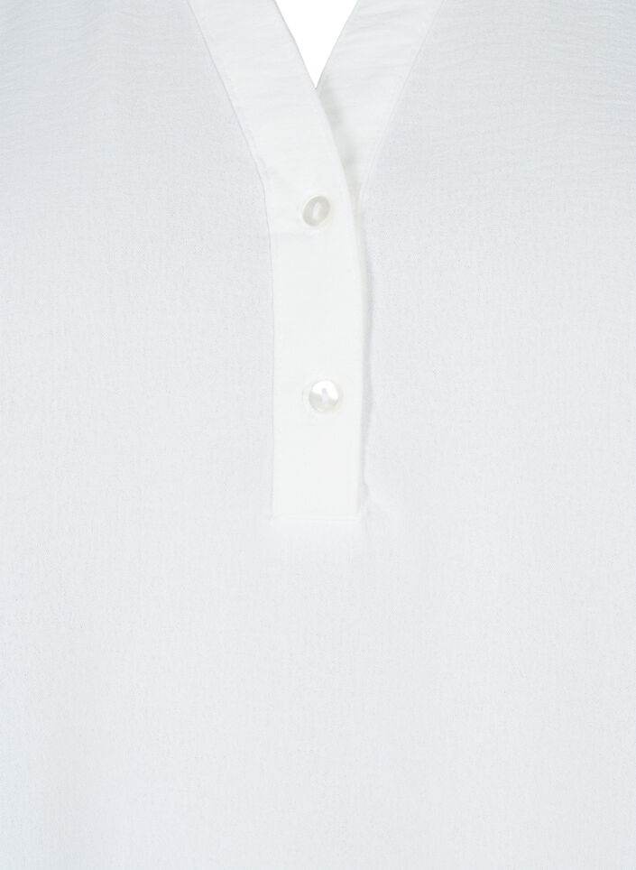Langermet skjortebluse med V-hals, Bright White, Packshot image number 2