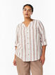 Bluse i bomull med V-hals, Beige, Model image number 0