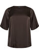 Satengbluse med albuelange ermer, Brun, Packshot image number 0