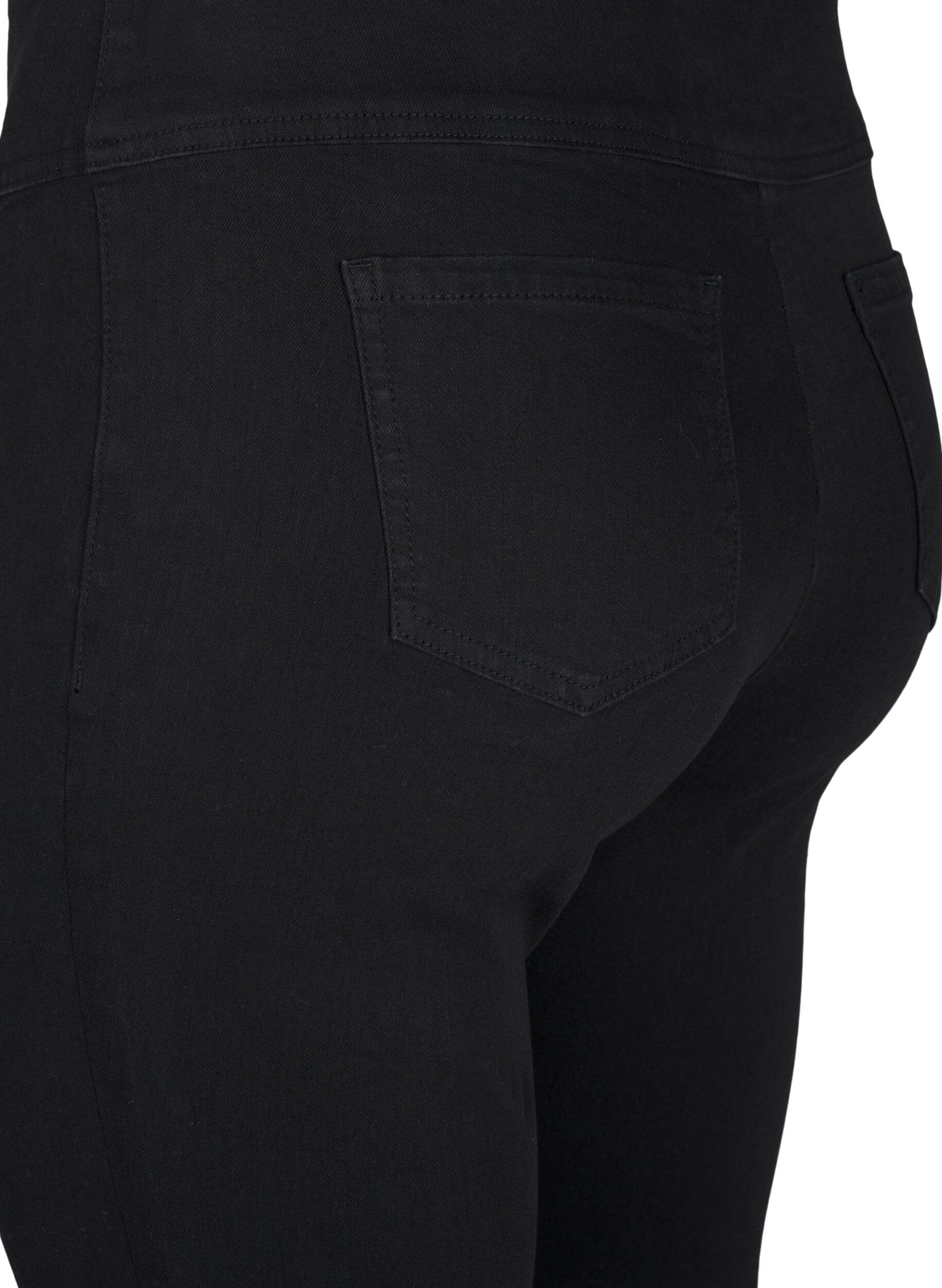 ZizziElastiske jeggings med h&oslash;y midje, Svart, Packshot image number 3