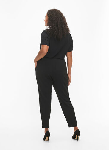 Zizzi Bukse med lommer og pynteknapper, Svart, Model image number 1