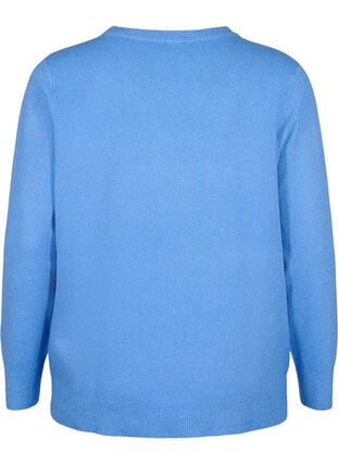 Langermet genser med rund hals	, Blue Bonnet Mel., Packshot image number 1