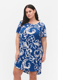 Kjole med korte ermer, Blue Artist AOP, Model