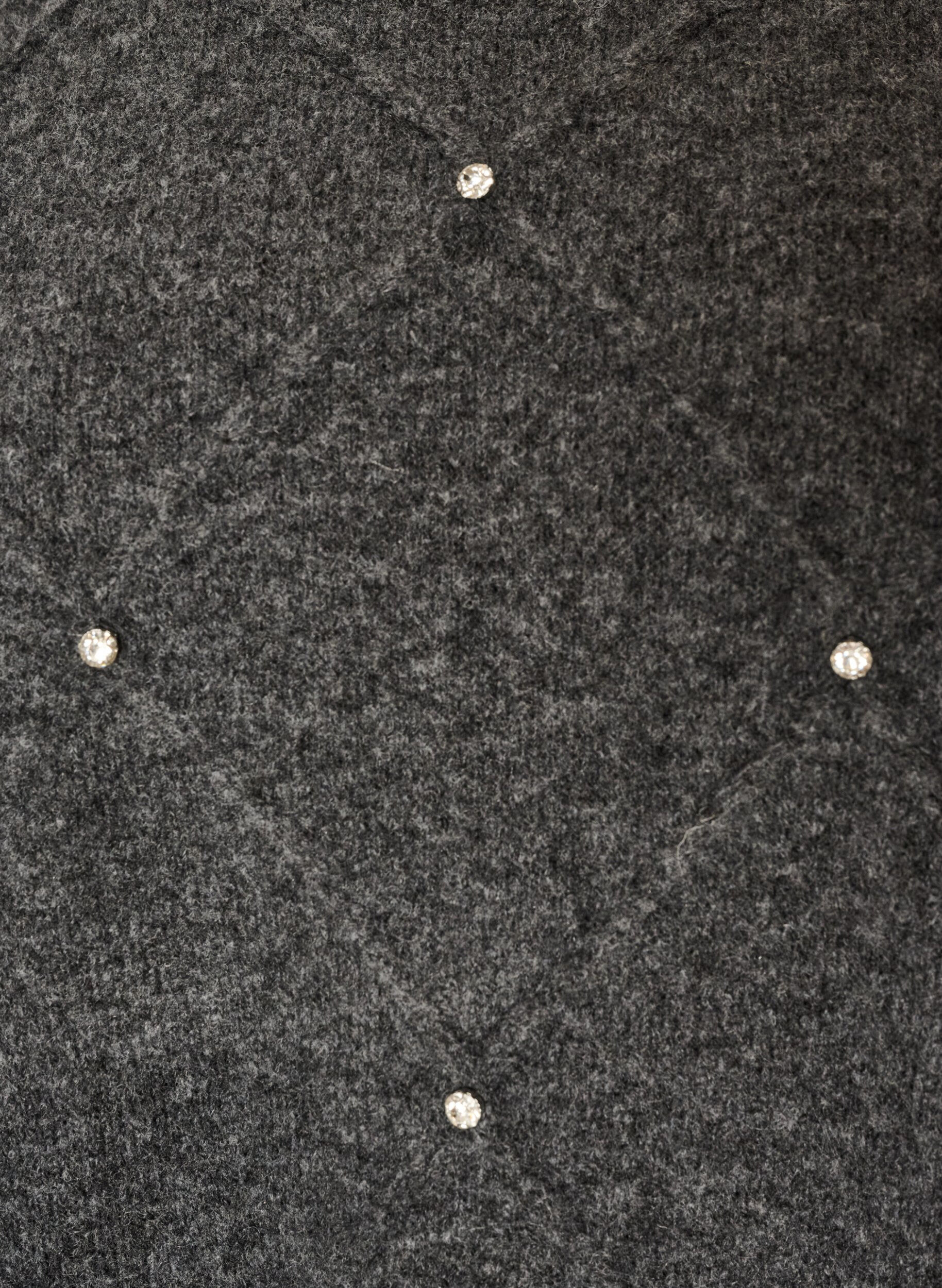 ZizziStrikkebluse med rhinesteiner og diamantm&oslash;nster, Gr&aring;, Packshot image number 2
