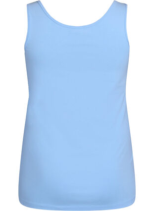 Zizzi Ensfarget basic topp i bomull, Blå, Packshot image number 1