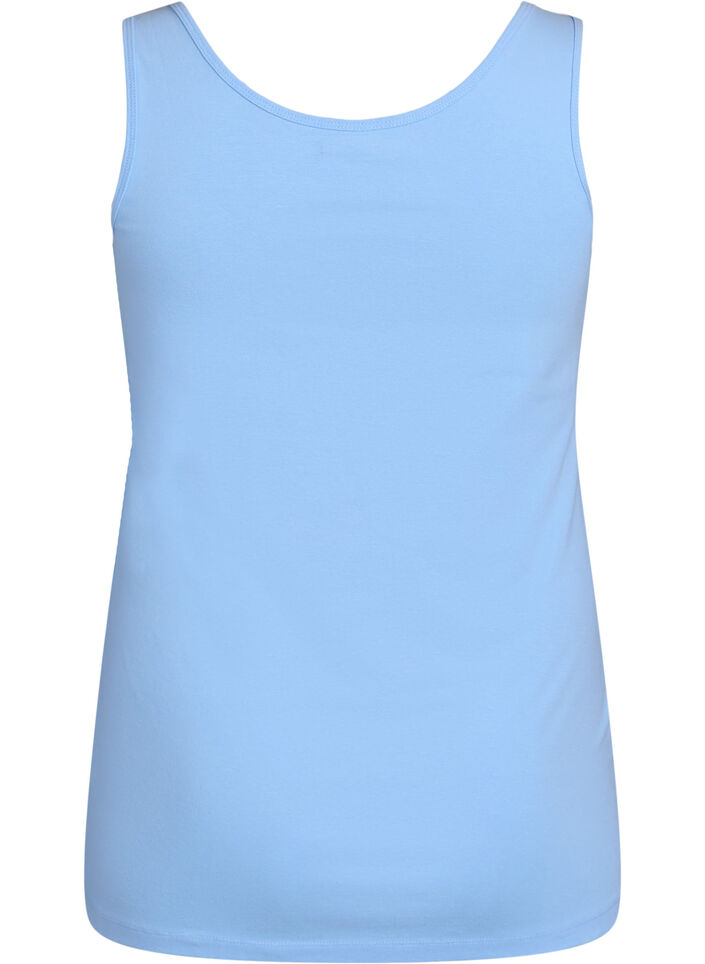 Ensfarget basic topp i bomull, Blå, Packshot image number 1
