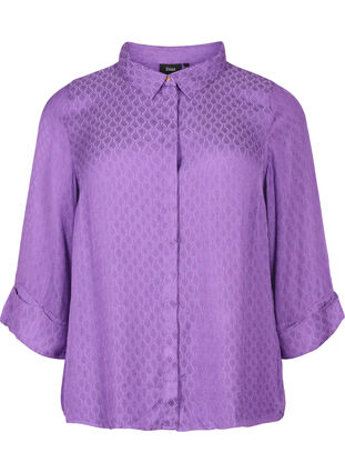 Skjorte i viskose med ton-i-ton mønster, Lavender Violet, Packshot image number 0