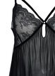 Transparent chemise med blonder, Black, Packshot image number 2