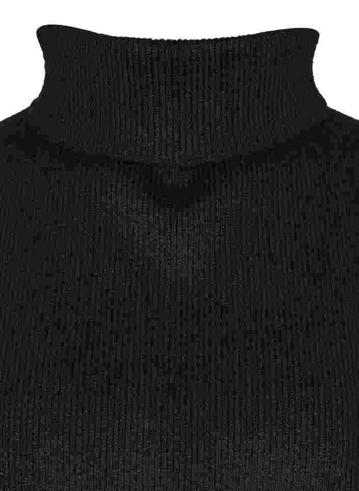 Strikket hals i en ribbet struktur, Black, Packshot image number 2