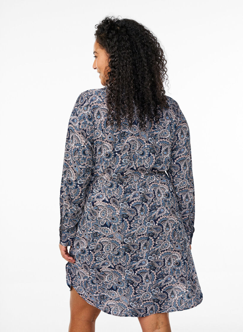 Knelang kjole med knytebelte, Beige, Model image number 2