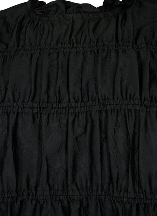 Kjole med volanger og elastiske kuttelinjer, Black, Packshot image number 2