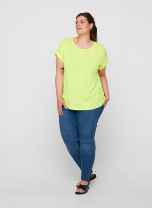 Neonfarget T-skjorte i bomull, Neon Lime, Model image number 2