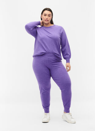 Melert strikkegenser, Purple Opulence Mel, Model image number 2