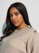 Strikket bluse med knappdetalj, Beige, Model image number 3