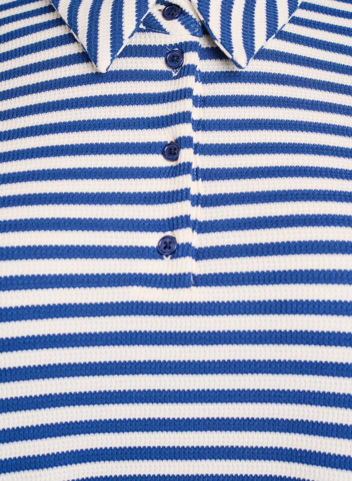Kortermet poloskjorte med striper, Blue Stripe, Packshot