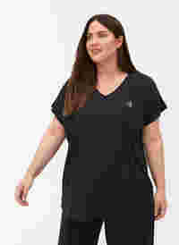 Kortermet T-skjorte til trening med V-hals, Black, Model