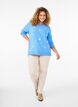 Strikket bluse med blomster og 3/4 ermer, Della R. Blue Mel., Model image number 2