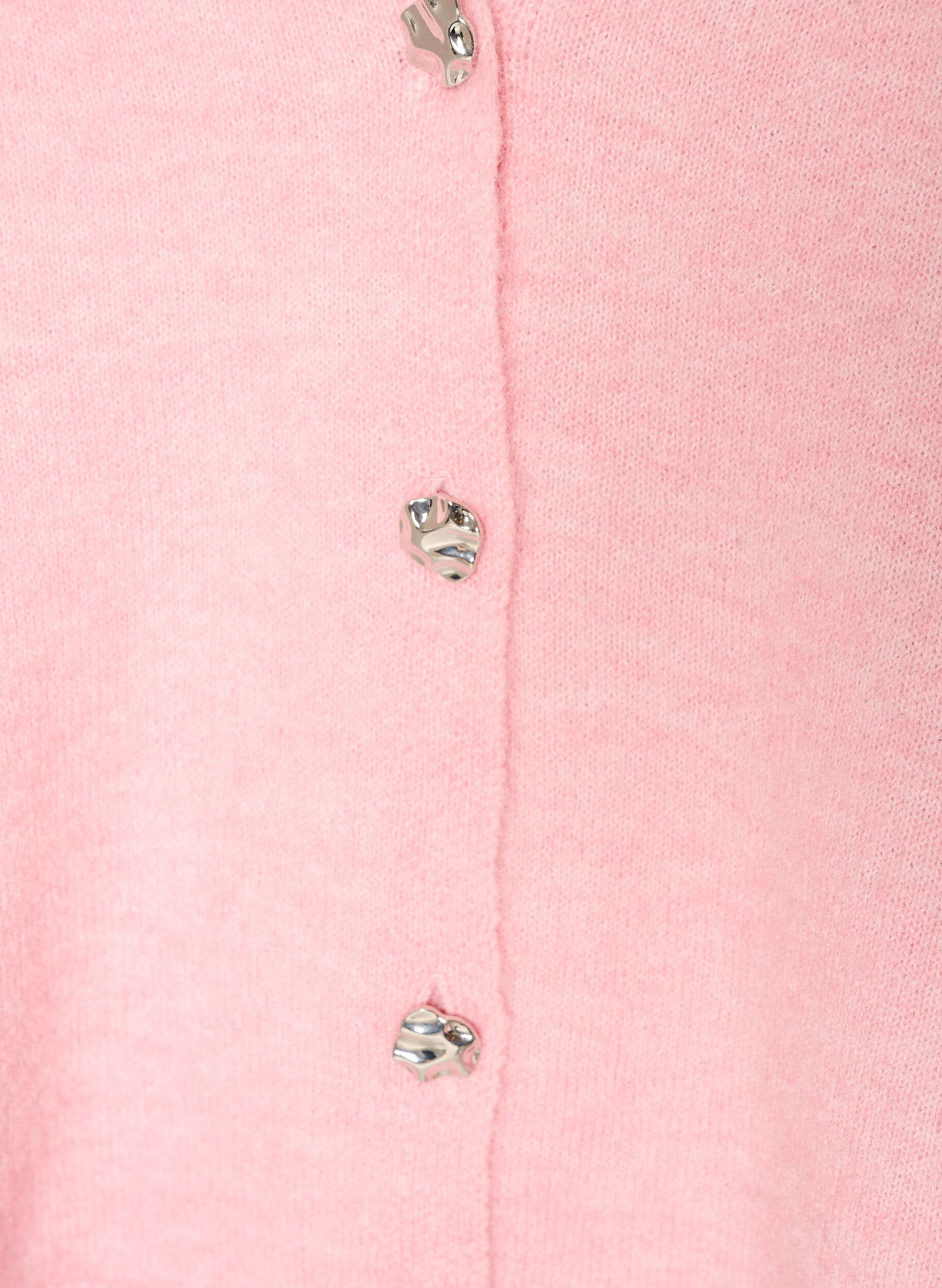 ZizziStrikkevest med V-hals og dekorative knapper, Rosa, Packshot image number 2