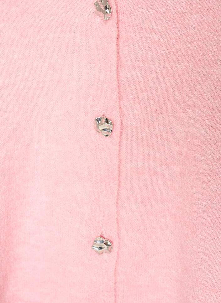 Strikkevest med V-hals og dekorative knapper, Rosa, Packshot image number 2