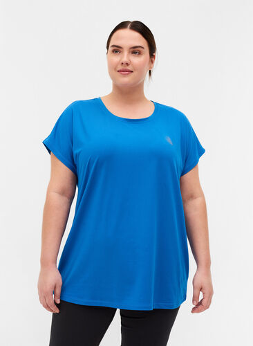 Ensfarget T-skjorte til trening, Daphne Blue, Model image number 0