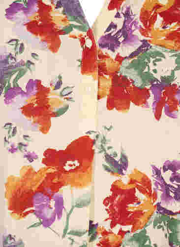 Blomstrete bluse i viskose med korte ermer, Buttercream Vintage, Packshot image number 2