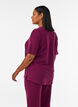 Bluse med tekstur og albuelange ermer, R&oslash;d, Model image number 2