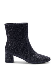 Wide fit - Ankelstøvletter med glitter, Black