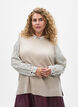 Strikket vest med ribbestrikkede kanter, Beige, Model image number 0