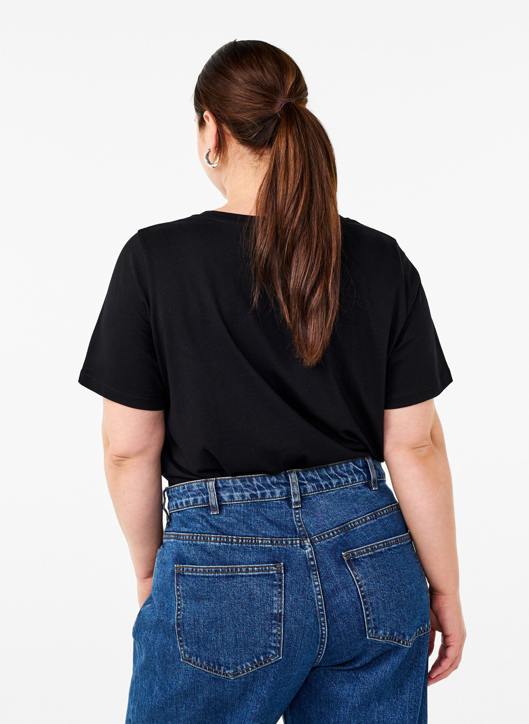 Zizzi Jule-t-skjorter i 100% bomull, Black w. Drinks, Model image number 1