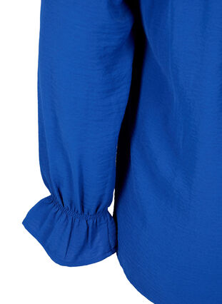 Bluse med V-hals og lange ermer, Mazarine Blue, Packshot image number 3