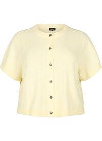 Strikket cardigan med korte ermer, Gul Strikket cardigan med korte ermer