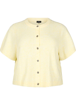 Zizzi Strikket cardigan med korte ermer, Gul, Packshot image number 0