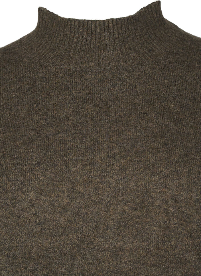 Strikket ullbluse med høy hals, Sea Turtle Mel., Packshot image number 2