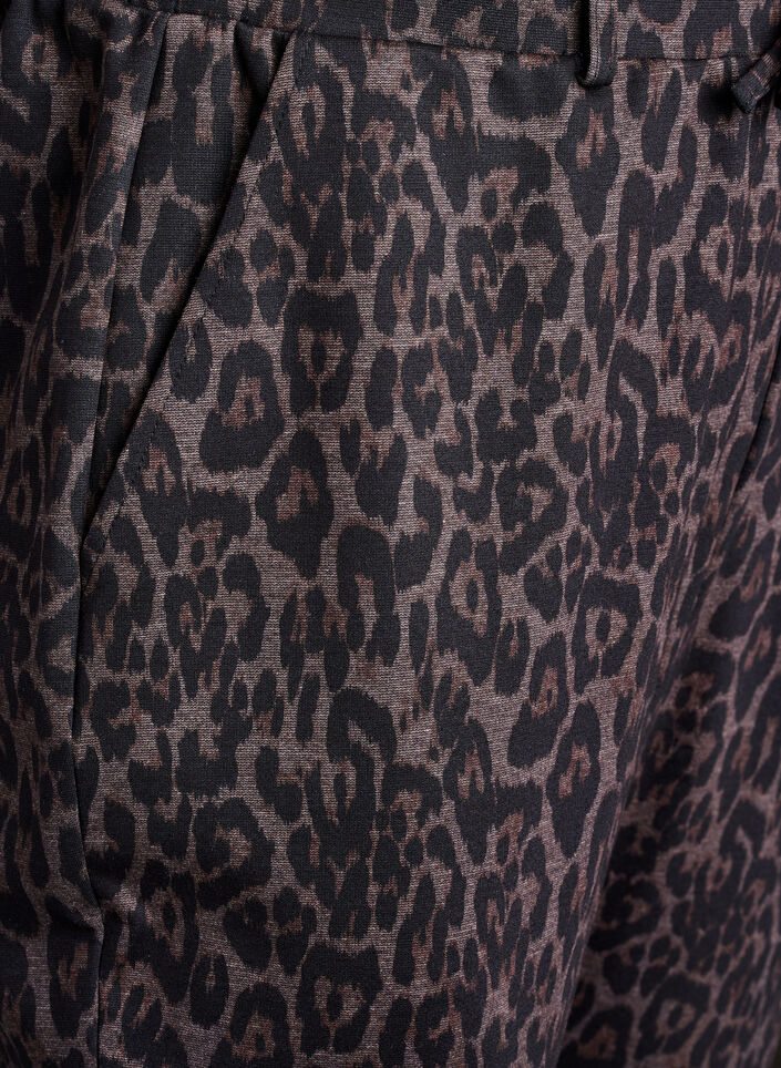 Cropped bukser med leopardmønster, Brun, Packshot image number 2