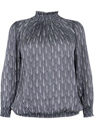 Mønstrete bluse med smock, Sky Captain Leaf