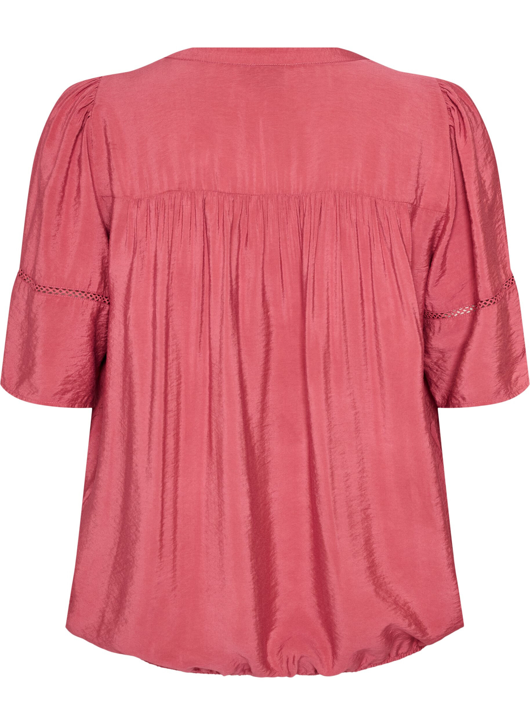 ZizziViskosebluse med legg og ballongeffekt, Rosa, Packshot image number 1