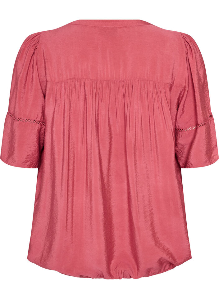 Viskosebluse med legg og ballongeffekt, Rosa, Packshot image number 1