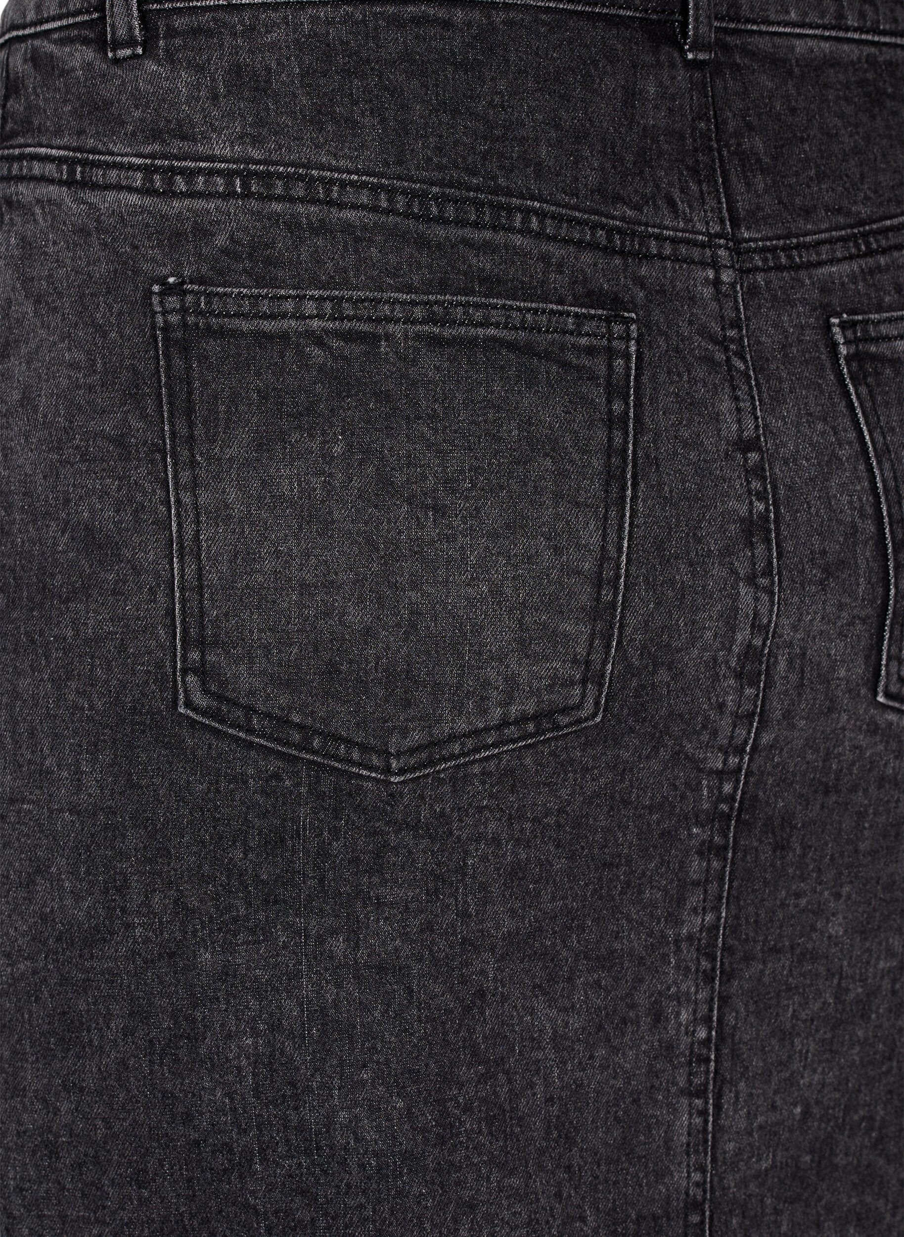 Zizzi Denimskj&oslash;rt med splitt foran, Dark Grey Denim, Packshot image number 3
