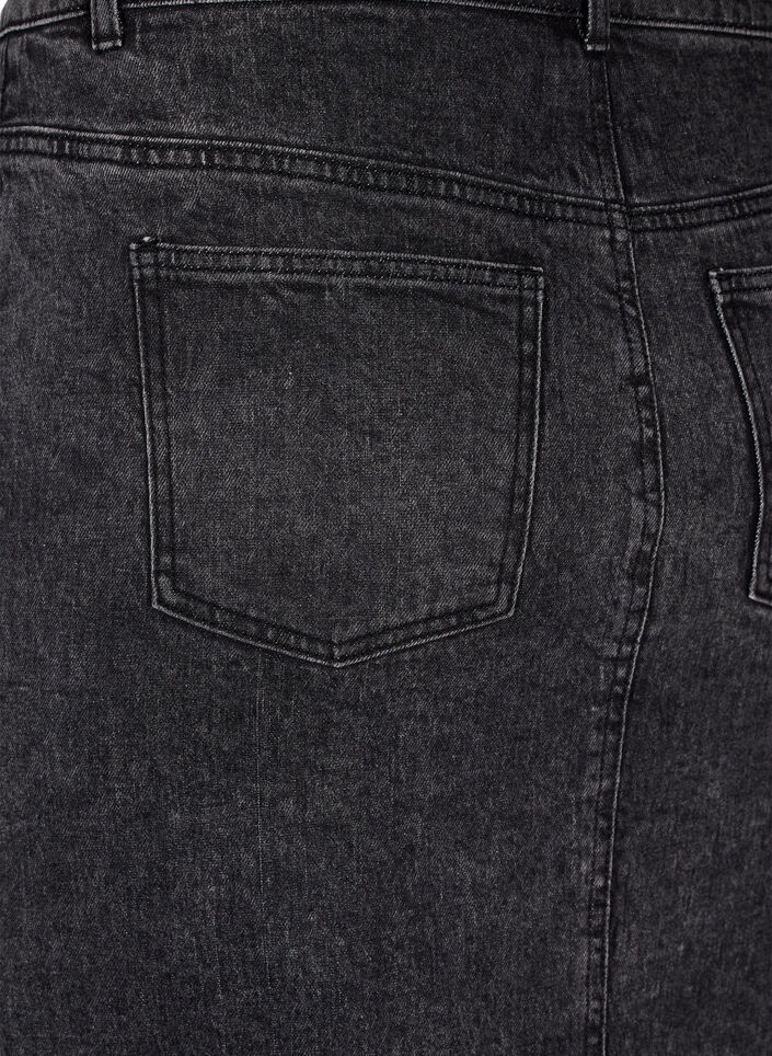 Denimskjørt med splitt foran, Dark Grey Denim, Packshot image number 3