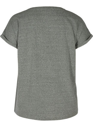 Melert T-skjorte i bomull, Balsam Green BE KIND, Packshot image number 1