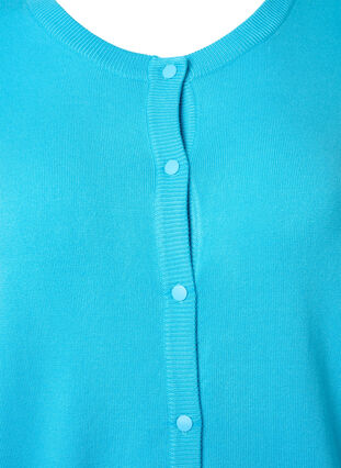 Ribbet cardigan med knappelukking, River Blue, Packshot image number 2
