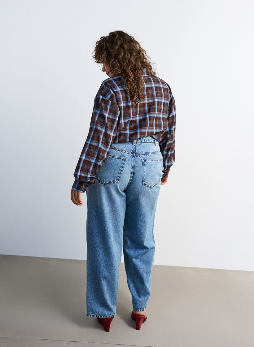 Rutete skjorte med Loose fit, Brun, Model image number 2