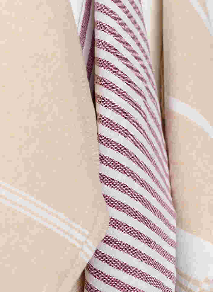 Stripete kjøkkenhåndkle i bomull, 3 stk., 3-Pack Beige/Red, Packshot image number 2
