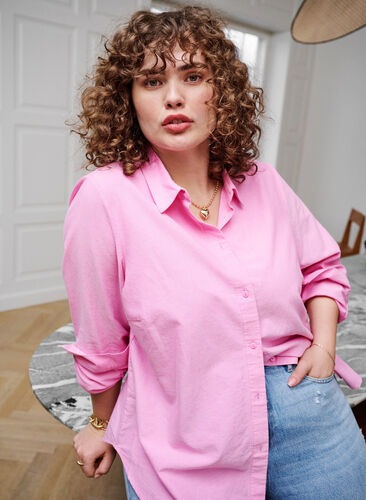 Langermet bomullsskjorte, Pink Frosting, Image image number 0