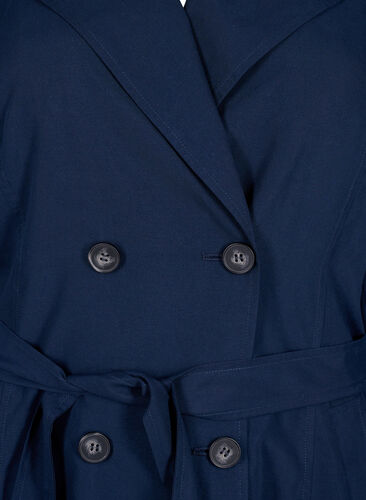 Trenchcoat med belte og lommer, Navy Blazer, Packshot image number 2