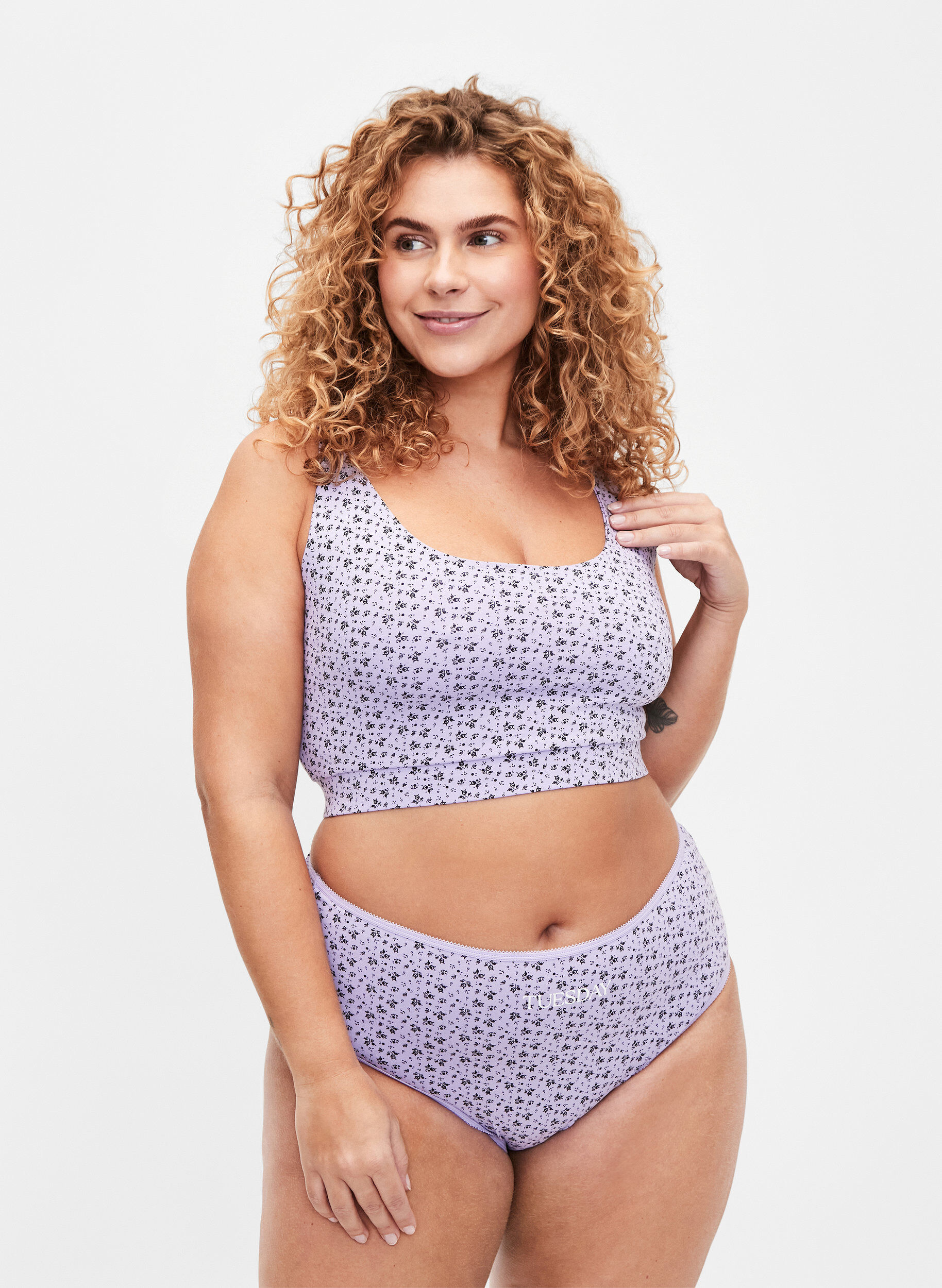 Zizzi 7-pack truse med vanlig midje, Lilla, Model image number 0