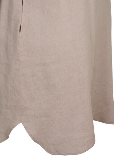 Lin kjole med korte ermer, Sand, Packshot image number 3