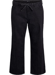 Straight fit jeans med knytebelte, Black